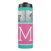 ティール（緑がかった色）&ホットピンクインスタグラム8フォトコラージモノグラム タンブラー (正面)