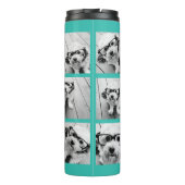 ティール（緑がかった色）&ホットピンクインスタグラム8フォトコラージモノグラム タンブラー (裏面)