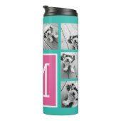 ティール（緑がかった色）&ホットピンクインスタグラム8フォトコラージモノグラム タンブラー (回転右)