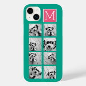 ティール（緑がかった色）&ホットピンクインスタグラム8フォトコラージモノグラム Case-Mate iPhoneケース (裏面)