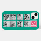ティール（緑がかった色）&ホットピンクインスタグラム8フォトコラージモノグラム Case-Mate iPhoneケース (裏面 (横))