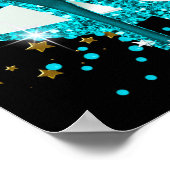 ティール（緑がかった色）ホットピンクバナーバースデーパーティーお祝い2 ポスター (角)