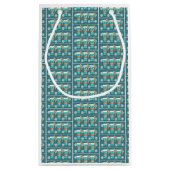 ティール(緑がかった色)ホリデーコーヒーパターンスモール抱き枕 スモールペーパーバッグ (裏面)