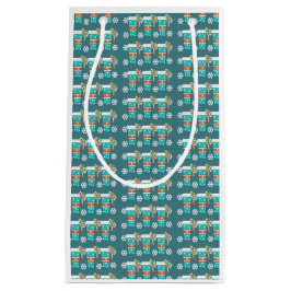 ティール（緑がかった色）ホリデーコーヒーパターンスモール抱き枕 スモールペーパーバッグ