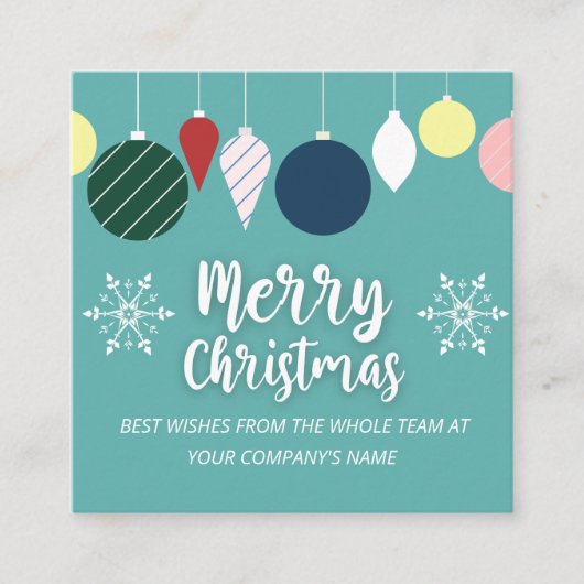 ティール(緑がかった色)ホリデースクエア名刺 スクエア名刺 (正面)