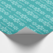 ティール(緑がかった色)ホリデースノーフレークスラッピング紙 ラッピングペーパー (角)