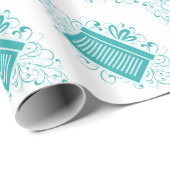 ティール(緑がかった色)ホリデースワーズプレゼントラッピング紙 ラッピングペーパー (ロールコーナー)