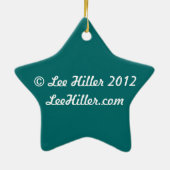 ティール（緑がかった色）ホリデーポインセティアクリスマスオーナメント セラミックオーナメント (裏面)