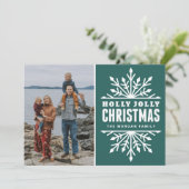 ティール（緑がかった色）ホリーすてきクリスマス |ホリデーフォトカード シーズンカード (スタンド正面)