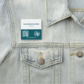 ティール(緑がかった色)ホワイトイベントQRコードロゴ会社の専門知識 名札 (インサイチュ)