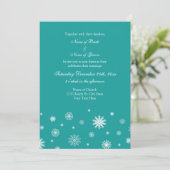 ティール(緑がかった色)ホワイトウィンターウェディングフォト招待状カード 招待状 (スタンド正面)