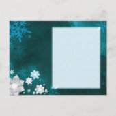 ティール(緑がかった色)ホワイトウィンターウェディング日付を保存 案内ポストカード (裏面)