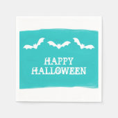 ティール(緑がかった色)ホワイトウォーター色こうもりハロウィーン スタンダードカクテルナプキン (正面)