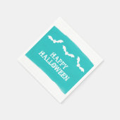 ティール(緑がかった色)ホワイトウォーター色こうもりハロウィーン スタンダードカクテルナプキン (角)