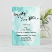 ティール（緑がかった色）ホワイトウォーター色ハートの後に幸せに 招待状 (スタンド正面)