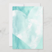 ティール（緑がかった色）ホワイトウォーター色ハートの後に幸せに 招待状 (裏面)