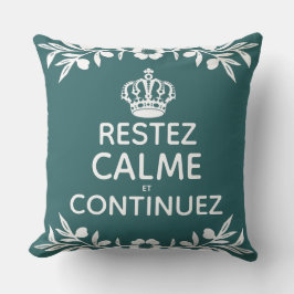 ティール（緑がかった色）ホワイトオフランスのリーブ保ブンコ運ルオン クッション