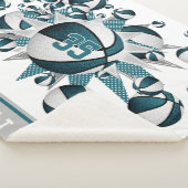 ティール(緑がかった色)ホワイトガールズスポーツスターバスケットボールパンアウト シェルパブランケット (3/4)