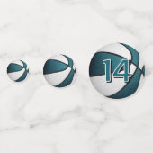 ティール(緑がかった色)ホワイトガールズバスケットボールバースデーパーティー コンフェッティ (正面)