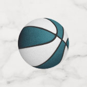 ティール(緑がかった色)ホワイトガールズバスケットボールバースデーパーティー コンフェッティ (スモール正面)