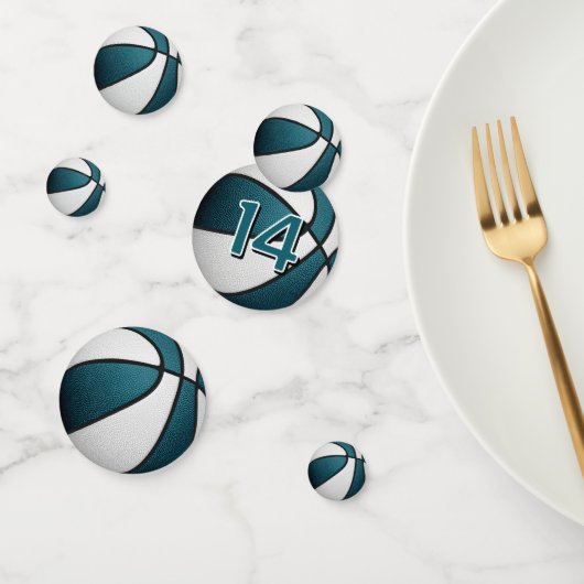 ティール(緑がかった色)ホワイトガールズバスケットボールバースデーパーティー コンフェッティ (グループ)