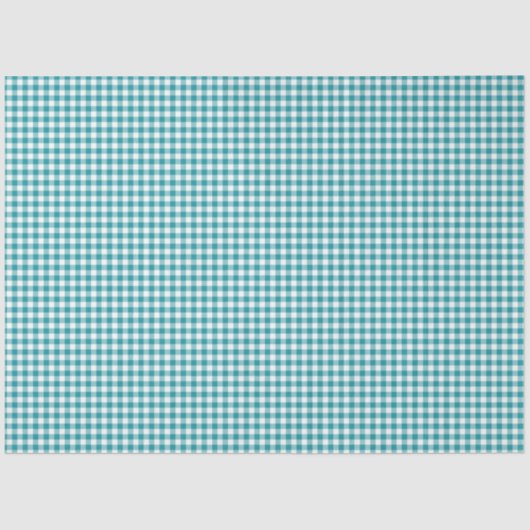 ティール（緑がかった色）&ホワイトギンガムパターンティッシュペーパー 薄葉紙 (正面)