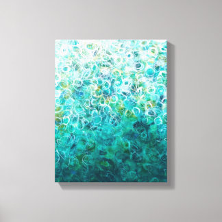 ティール（緑がかった色）ホワイトグラデーション抽象芸術絵画の11x14キャンバス キャンバスプリント