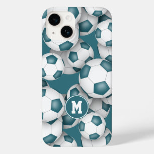 ティール(緑がかった色)ホワイトサッカーチームの色キッズスポーツパターン Case-Mate iPhone 14ケース