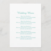 ティール(緑がかった色)&ホワイトサンドドルシェルビーチ結婚式メニュー メニュー (正面)