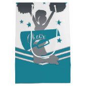 ティール（緑がかった色）ホワイトシルバースターズ応援応援リーディングパーティー ミディアムペーパーバッグ (裏面)