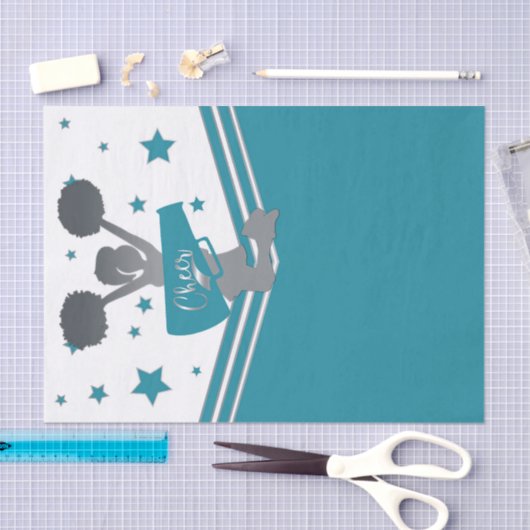 ティール（緑がかった色）ホワイトシルバースターズ応援応援リーディングパーティー 薄葉紙 (クラフト)