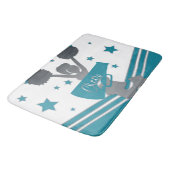 ティール（緑がかった色）ホワイトシルバースターズ応援応援リーディング バスマット (アングル)