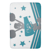 ティール（緑がかった色）ホワイトシルバースターズ応援応援リーディング バスマット (正面縦)