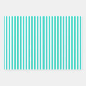 ティール(緑がかった色)ホワイトストライプダイヤモンドの幾何学的パターンをチェック ラッピングペーパーシート (正面2)