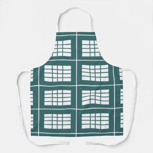 ティール(緑がかった色)ホワイトストライプベーカリーパターンケータリングキッチン エプロン (正面)