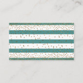 ティール(緑がかった色)&ホワイトストライプ紙吹雪、おむつラッフルカード エンクロージャーカード (裏面)