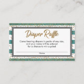 ティール(緑がかった色)&ホワイトストライプ紙吹雪、おむつラッフルカード エンクロージャーカード (正面)