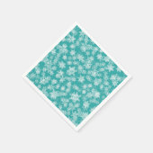 ティール（緑がかった色）&ホワイトスノーフレークスウィンターワンダーランドホリデー スタンダードカクテルナプキン (角)