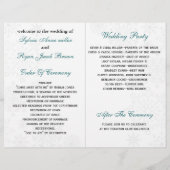 ティール（緑がかった色）ホワイトスノーフレーク冬の結婚式 (裏面)