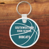 ティール（緑がかった色）ホワイトスポーツチームパーティーはバスケットボールを好む キーホルダー (裏面)