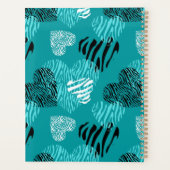 ティール（緑がかった色）ホワイトゼブラプリントハートモノグラム プランナー手帳 (裏面)