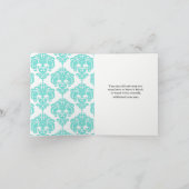 ティール（緑がかった色）&ホワイトダマスクシッモダンクありがエレガントとう サンキューカード (内部)