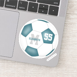 ティール（緑がかった色）ホワイトチームの色の女の子の男の子サッカー シール