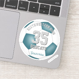 ティール（緑がかった色）ホワイトチームカラーキッズサッカーパーティーの好意 シール