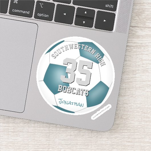 ティール(緑がかった色)ホワイトチームカラーキッズサッカーパーティーの好意 シール (詳細)