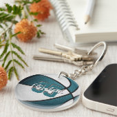 ティール（緑がかった色）ホワイトチームカラーズガールズバスケットボールガールズボーイズ キーホルダー (正面右)