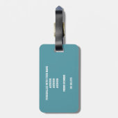 ティール（緑がかった色）ホワイトチームカラーバレーモノグラムのバッグ ラゲッジタグ (裏面縦)