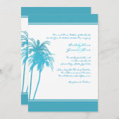 ティール（緑がかった色）&ホワイトトロピカルパームス招待状 招待状 (正面/裏面)