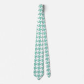 ティール(緑がかった色)&ホワイトネク千鳥格子のタイ ネクタイ (正面)