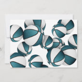 ティール(緑がかった色)ホワイトバスケット女の子の男の子の誕生日パーティー 招待状 (裏面)